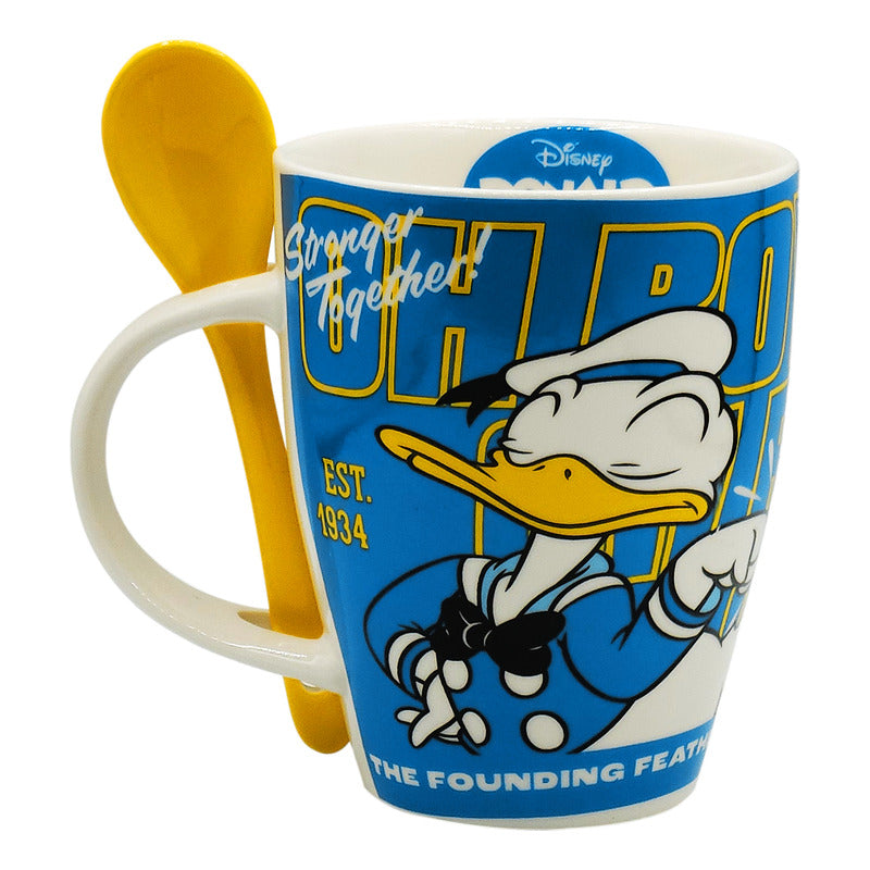 Taza De Porcelana 2pz Con Cuchara Diseño Animado 310ml