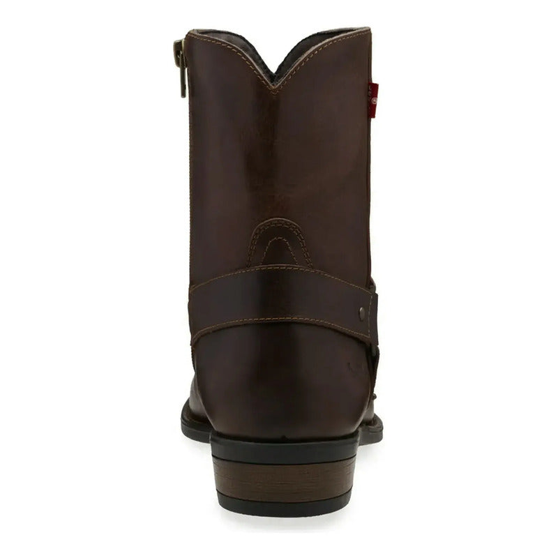 Botín Tipo Vaquero Para Hombre Mod. L2126562 Marca Levi's® Cafe Liso 25,5 Mx
