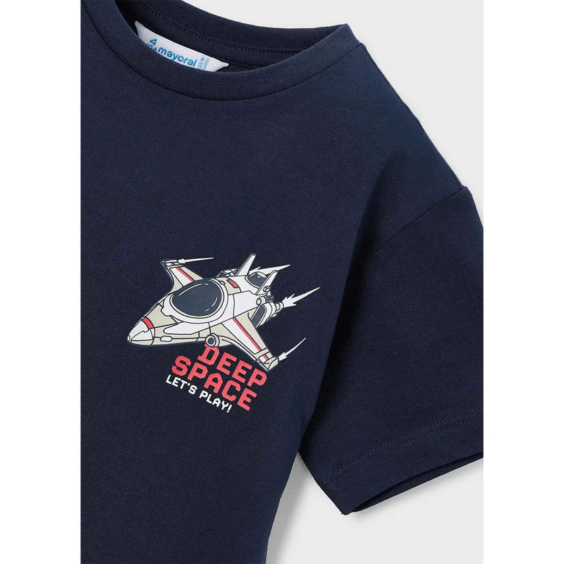 Playera Casual Para Niño Mod.3063 Marca Mayoral® Azul Deep Space 9 Años Lisa