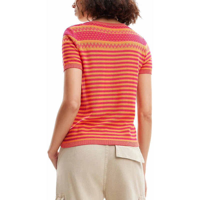 Blusa Casual Para Mujer Con Diseño Artístico Marca Desigual® Multicolor 24swtk74
