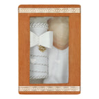 Set Para Bautizo Vela+concha+toalla+caja De Madera