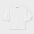 Blusa Mangas Abullonadas Para Niña Mod.6001 Marca Mayoral® Crudo Lisa 8 Años