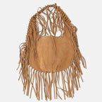 Bolsa De Gamuza Con Flecos Estilo Boho Bohemio Para Mujer Camel Lisa