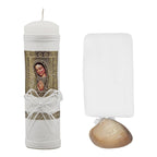 Set Para Bautizo Vela+concha+toalla+caja De Madera