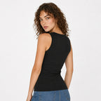 Blusa Básica Suave Sin Mangas Para Mujer Apx-0214 Aspik® Negro Lisa M