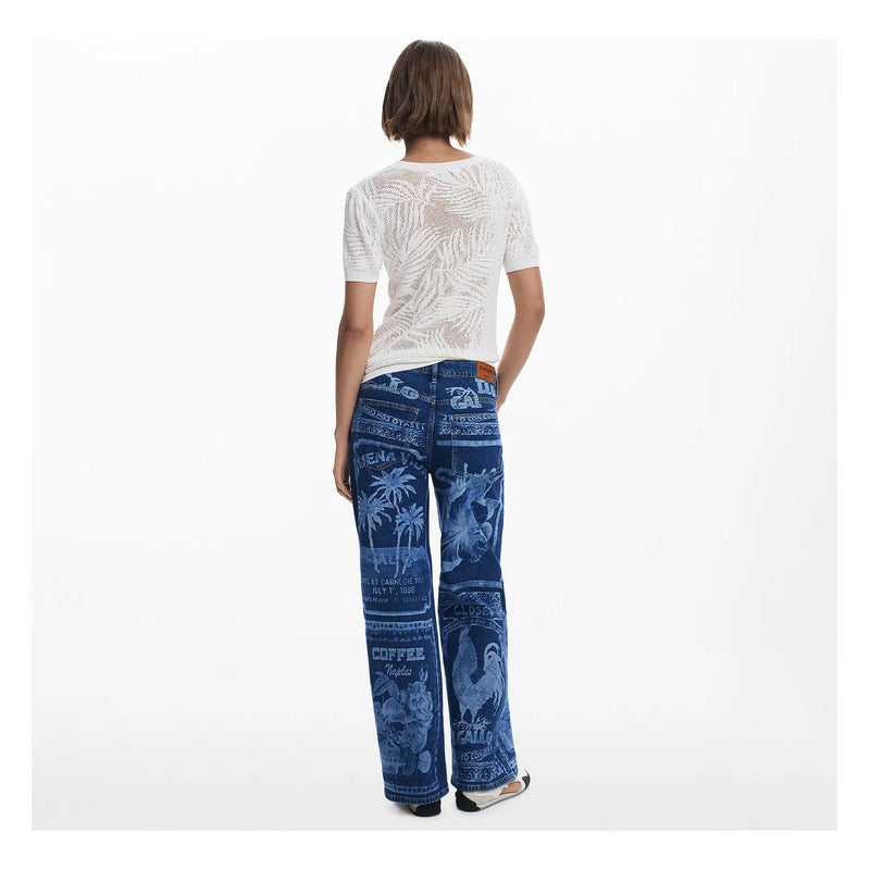Blusa Ligera Para Mujer 25swtk97/1000 Marca Desigual® Blanco Geométrico S