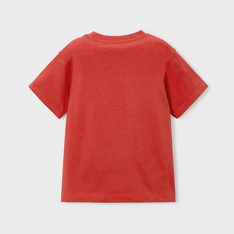 Playera Casual Para Niño Mod.3066 Marca Mayoral® Tomate Robot 7 Años Lisa