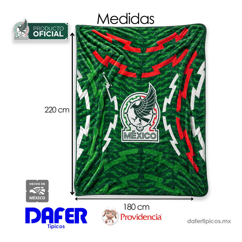 Cobertor Edredón De Borrega Matrimonial Providencia® Futbol Selección Mexicana 1 Kg Multicolor