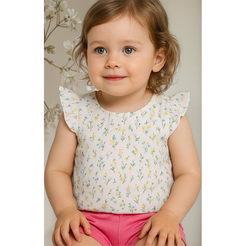 Blusa Floreada Para Niña Mod.016-3791al Marca Losan®