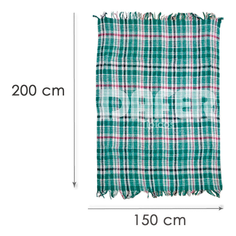 Cobija Mexicana Tilma De Color Mod.fl 2x1.50m Económica Cuadros 1.1 Kg Morado