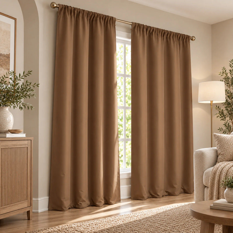 Set De Cortinas 2pz Cortas Viasoft 1.80mx1.18m Vianney® Marrón