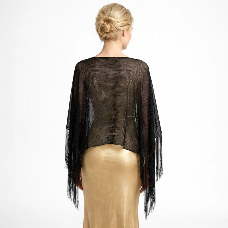 Chalina Calada Elegante Para Mujer Con Pedrería Negro Calado Unitalla