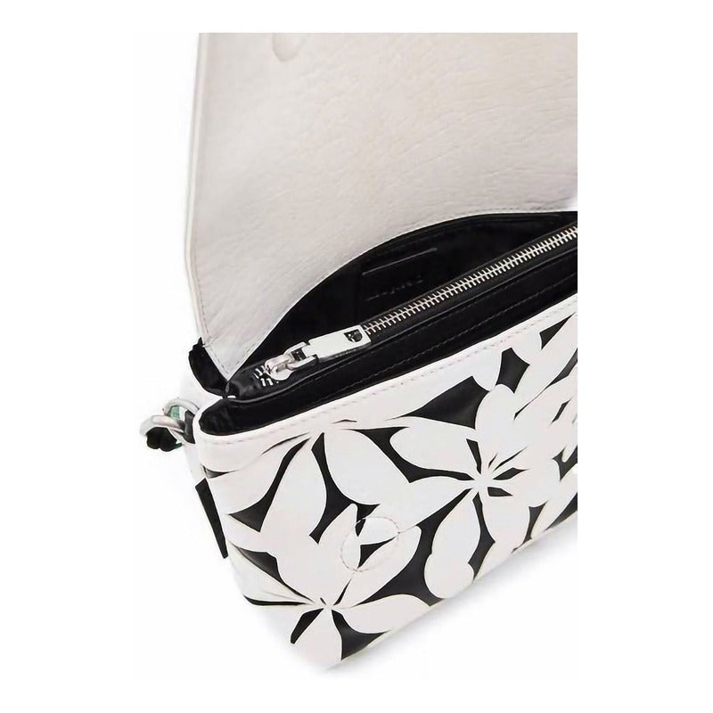 Bolso Para Mujer Mod.23saxp72 Marca Desigual® Blanco-negro Floreado Níquel Multicolor