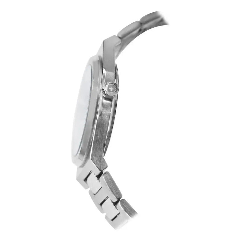 Reloj Nivada Executive Caballero Acero Blanco Indice Plateado Blanco