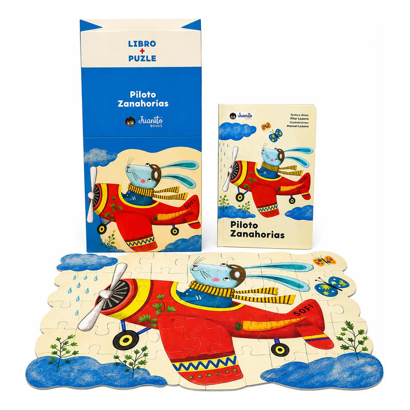 Libro + Rompecabezas Infantil 50pz Piloto Zanahorias