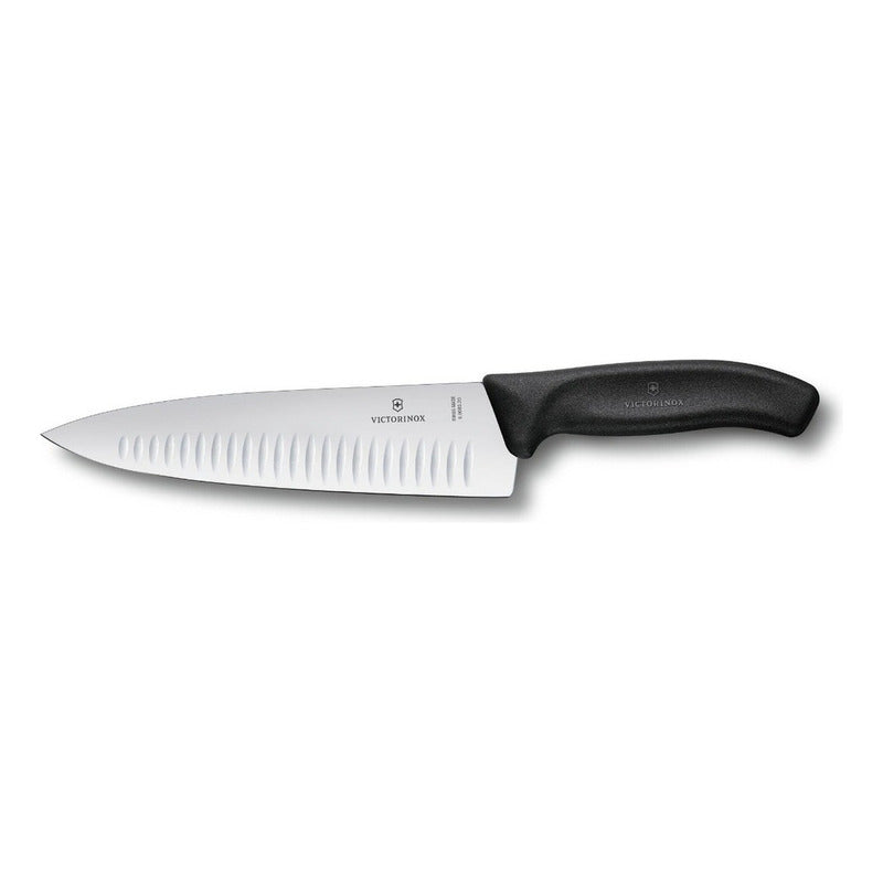 Victorinox Cuchillo Para Chef, Con Alvéolos, 25 Cm, Negro