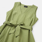 Vestido Con Cinto Para Mujer Mod. Barak Marca Sterling® Musgo Lisa Eg