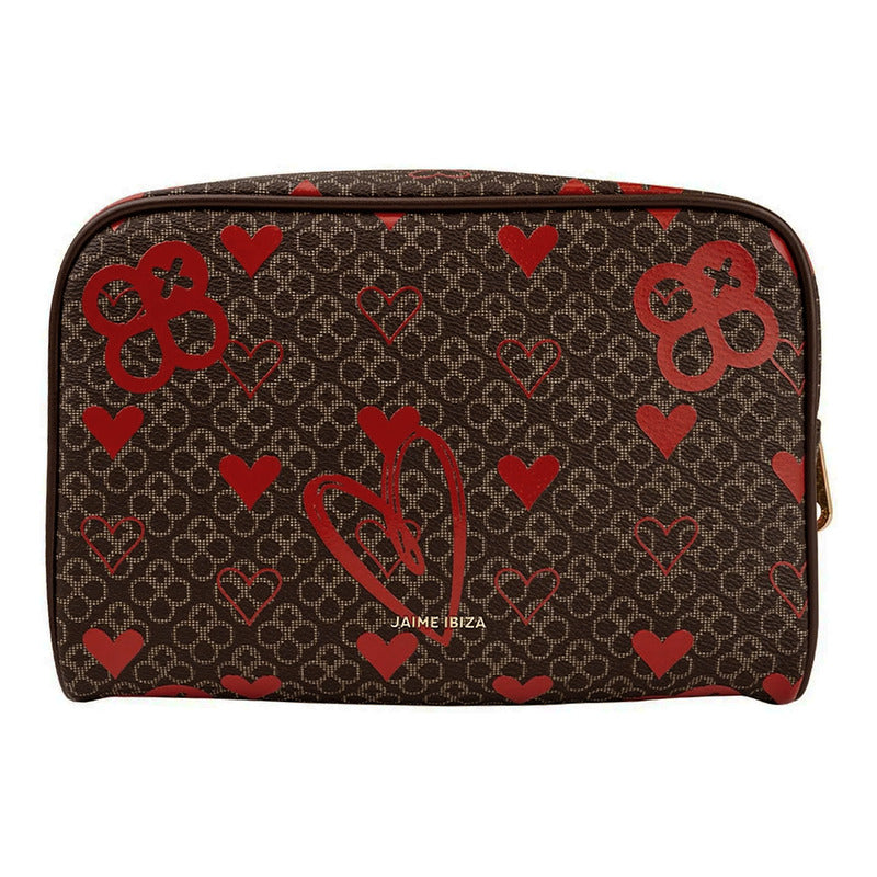 Bolso Clutch Para Mujer Mod. Ji 249 Marca Jaime Ibiza® Marrón Corazones Níquel