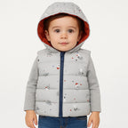 Chaleco Reversible Con Gorro Para Bebé M.2323 Marca Mayoral® Azul Claro Gatito Astronauta 18 Meses