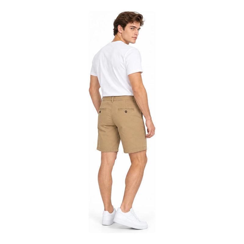 Bermuda Tipo Gabardina Para Hombre Mod. Gbcots Marca Bobois® Kaki Lisa 34