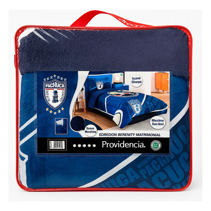Cobertor Edredón De Borrega Matrimonial Providencia® Futbol Pachuca 1 Kg Multicolor