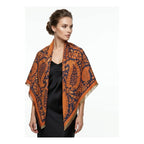 Chalina Chal Elegante Suave Para Mujer 130x130cm Naranja Naranja Geométrico Unitalla