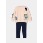 Conjunto Legging Y Sudadera Para Niña M.4726 Marca Mayoral® Beige/ Azul Marino Floreado 4