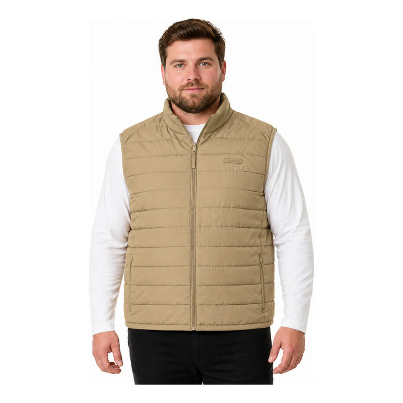 Chaleco Plus Size Para Hombre Cw90-vpol7234xl Greenlander® Marrón Claro Capitonado 2x