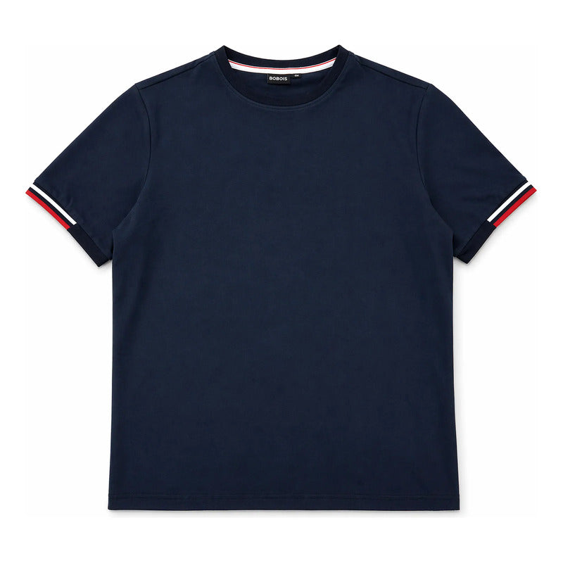 Playera Casual Para Hombre Mod. A61404 Marca Bobois® Azul Marino Ch Lisa