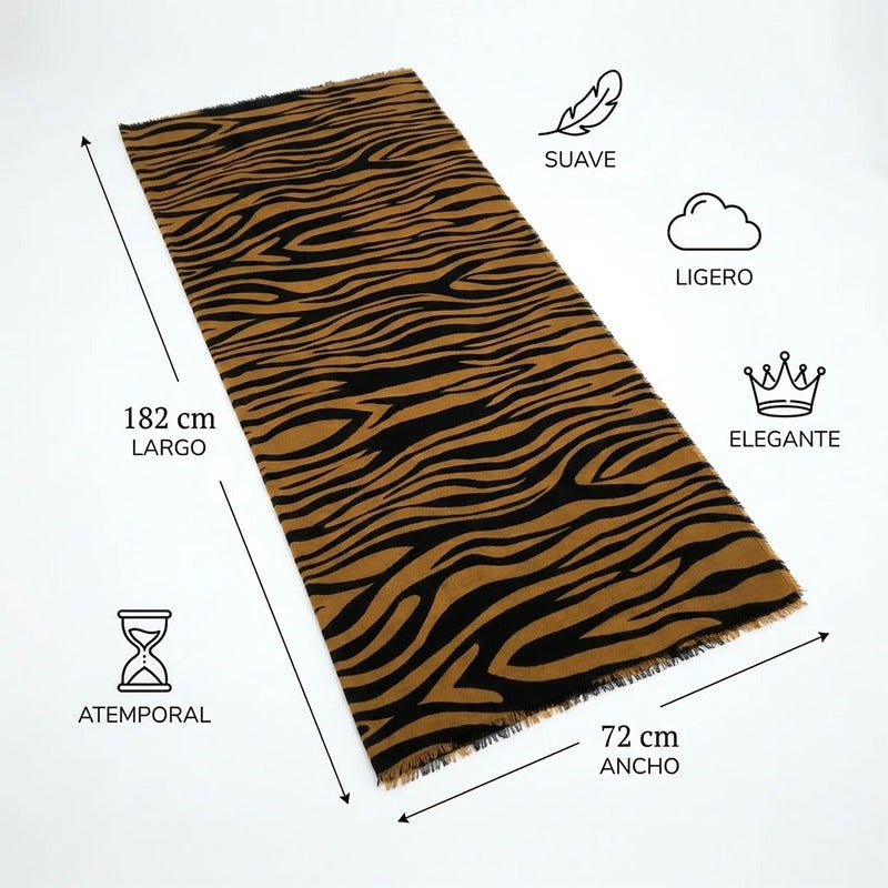 Bufanda Suave Elegante Para Mujer 182x72cm Multiusos Multicolor Animal Print Unitalla
