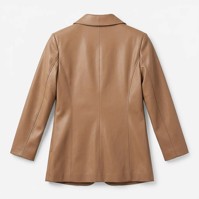 Blazer Vinipiel Para Mujer Mod. T23200 Marca Bobois® Camello Ch Lisa