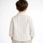 Camisa Cómoda Lino Para Niño Mod.3119 Marca Mayoral® Milk Rayas 3 Años