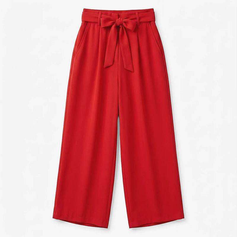 Pantalon Ancho Para Mujer Mod. Alfnsn Marca Sterling® Rojo Lisa Eg