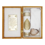 Set Para Bautizo Vela+concha+toalla+caja De Madera
