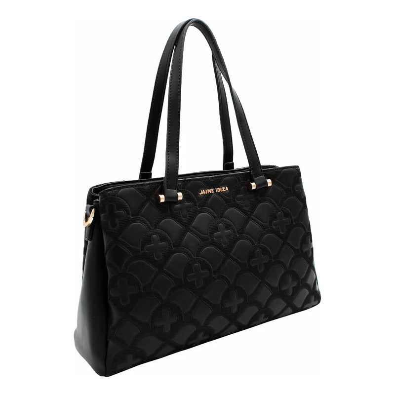 Bolso Para Dama Mod. Ji 2529 Marca Jaime Ibiza® Negro Geométrico Níquel