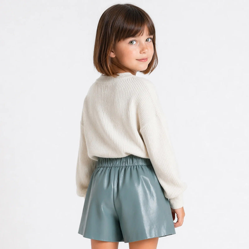 Short Polipiel Casual Para Niña Mod.4223 Marca Mayoral® Salvia Lisa 6 Años