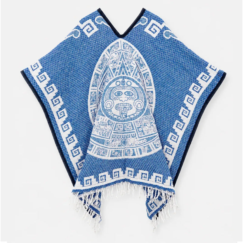 Jorongo Gaban Artesanal Mexicano Colores Azul Calendario Xg