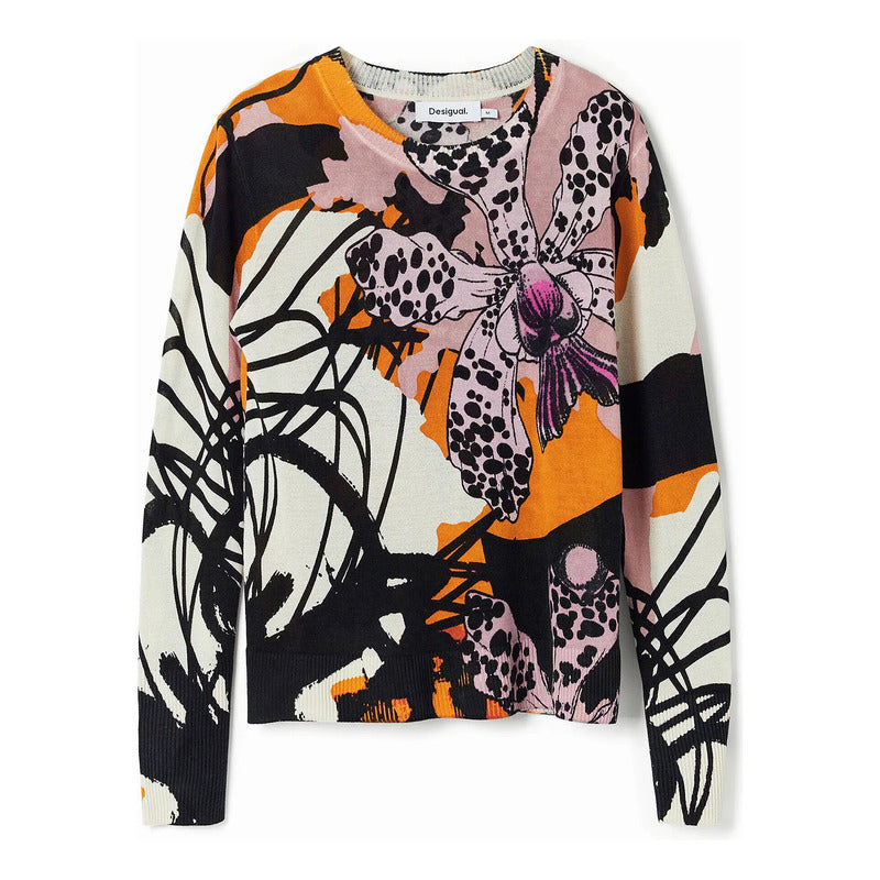 Suéter Ligero Para Mujer Mod. 24swjf30/1001 Desigual® Multicolor Orquídeas Xl