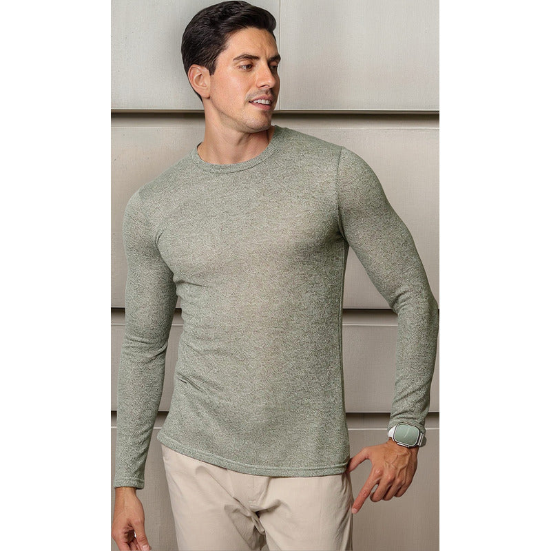 Playera De Hombre Manga Larga Mod.a35311 Marca Bobois®