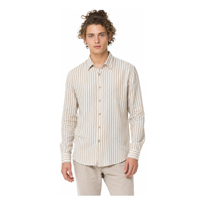 Camisa Antiarrugas Ligera Para Hombre B61408 Marca Bobois® Multicolor Rayas Xg