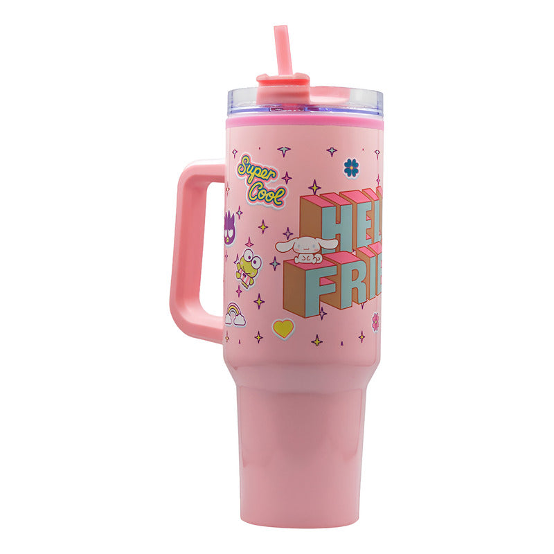 Termo Doble Pared Con Asa Y Popote 1.2 L Diseños Animados