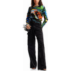 Suéter Suave Casual Para Mujer  23wwjf12/2000 Desigual® Multicolor Mármol Xl