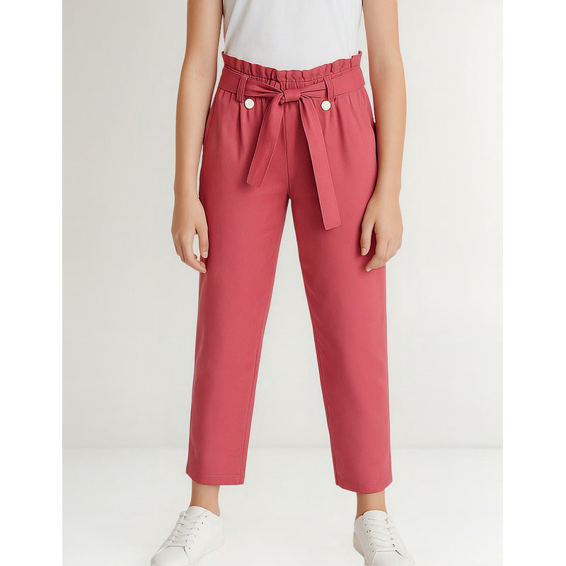 Pantalón Cropped Con Moño En Tencel Mod.6583 Marca Mayoral® Rosa Chicle Liso 14