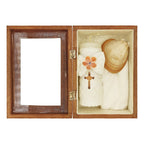 Set Para Bautizo Vela+concha+toalla+caja De Madera