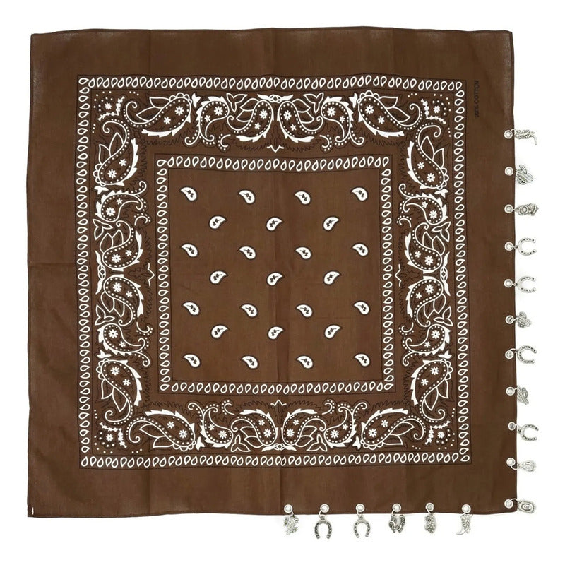 Paliacate Tradicional Multiusos Accesorio Unisex 55x55cm Marrón Geométrico Unitalla