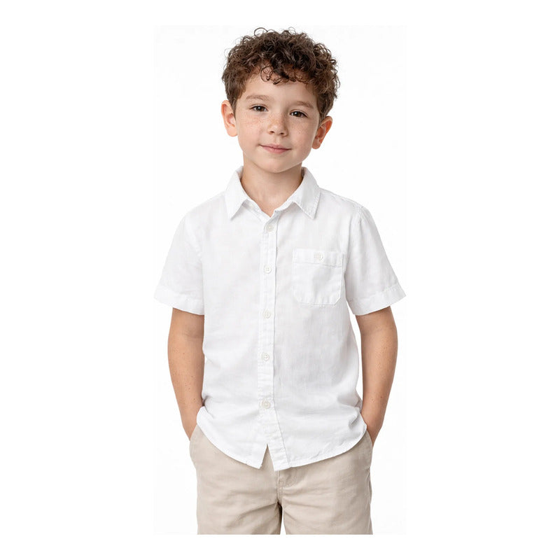 Camisa Casual Para Niño Mod.3112 Marca Mayoral® Blanco Lisa 10 Años