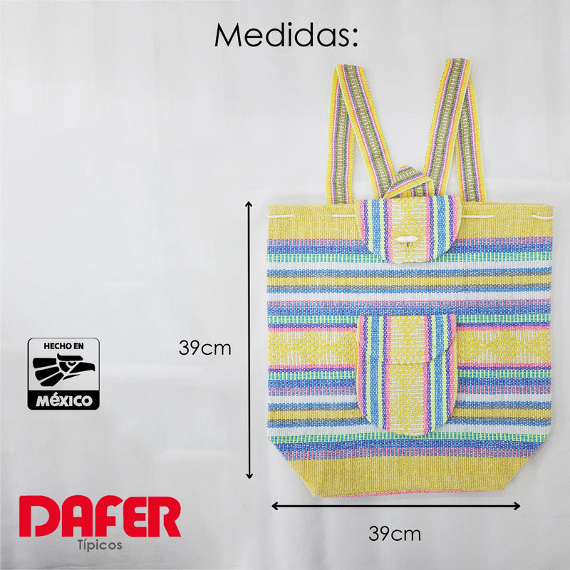 Mochila Artesanal Tejida Tipo Morral Con Bolsillo Frontal 10kg
