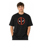 Playera Oversize Fit De Hombre Deadpool Mascara De Latex® Negro Deadpool Logo Eg Lisa