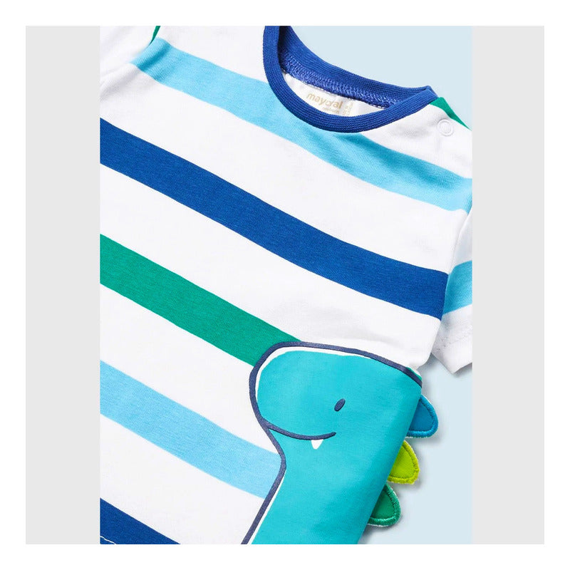 Playera Comoda Para Bebé Mod.1002 Marca Mayoral® Multicolor Dinosaurio 6-9 Meses Lisa