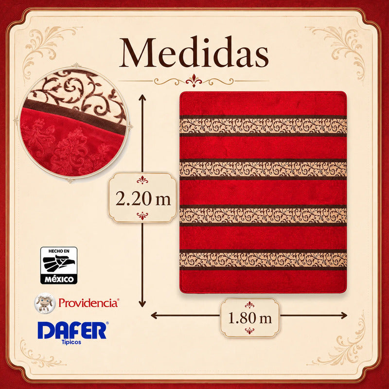 Cobertor Ligero Micrograbado 1.80x2.10m Providencia® Premium Delta 1 Kg Rojo